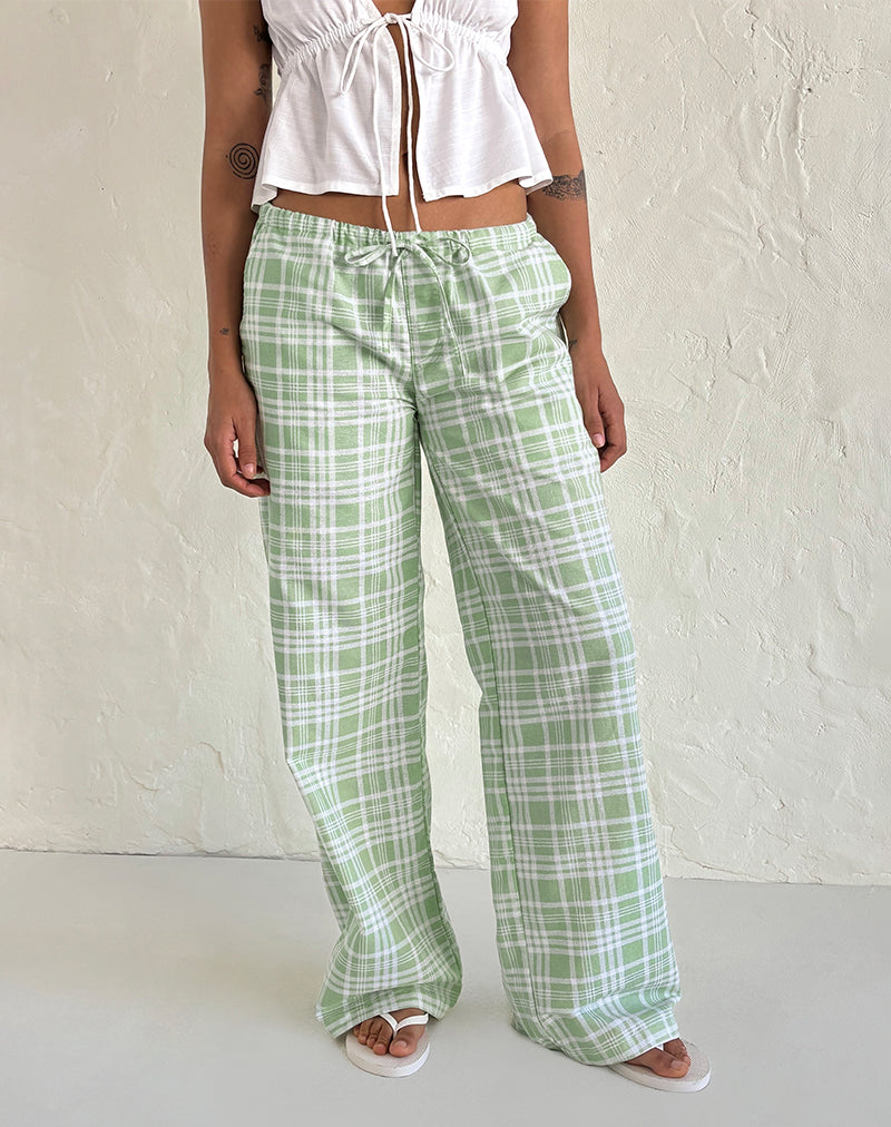 Pantalon Lirura en toile de table Neo Mint