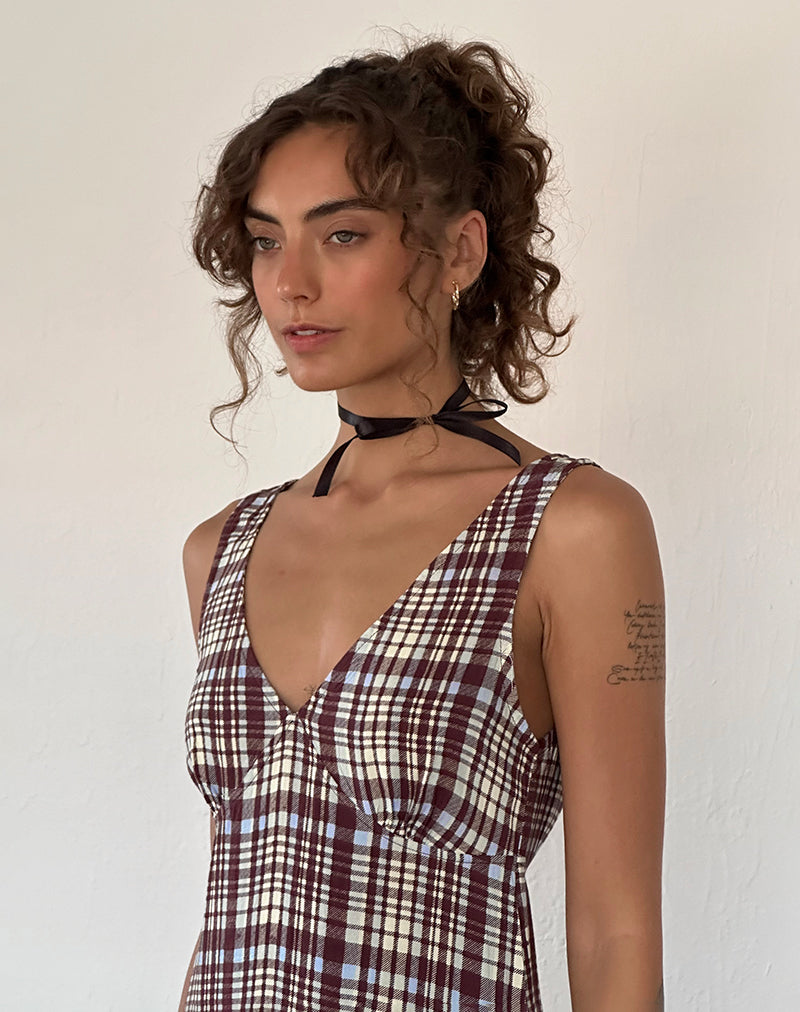 Image de Liva Midi Dress in Multi Check Brown