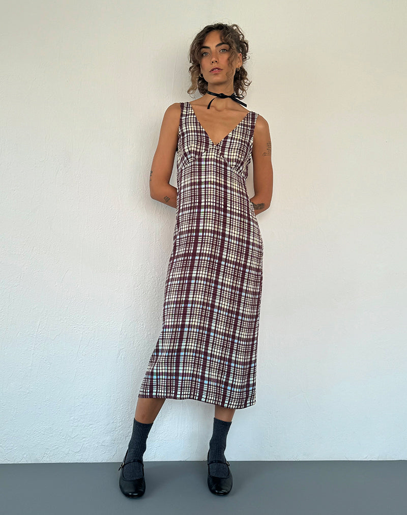 Image de Liva Midi Dress in Multi Check Brown