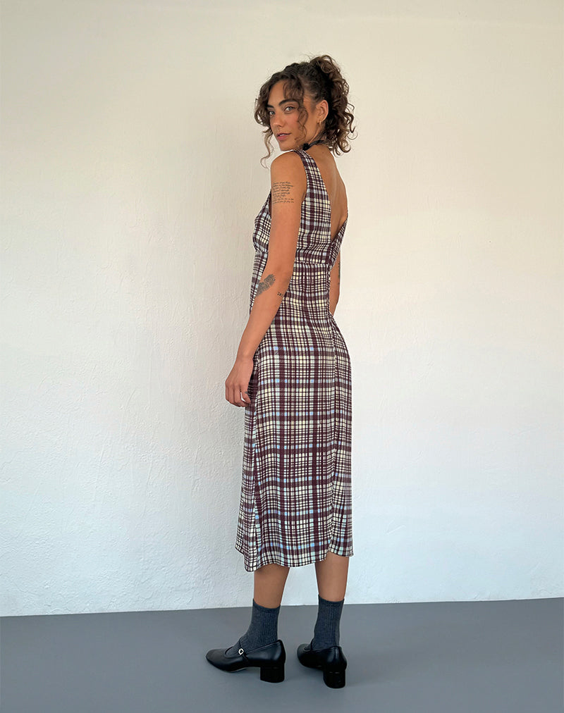 Image de Liva Midi Dress in Multi Check Brown