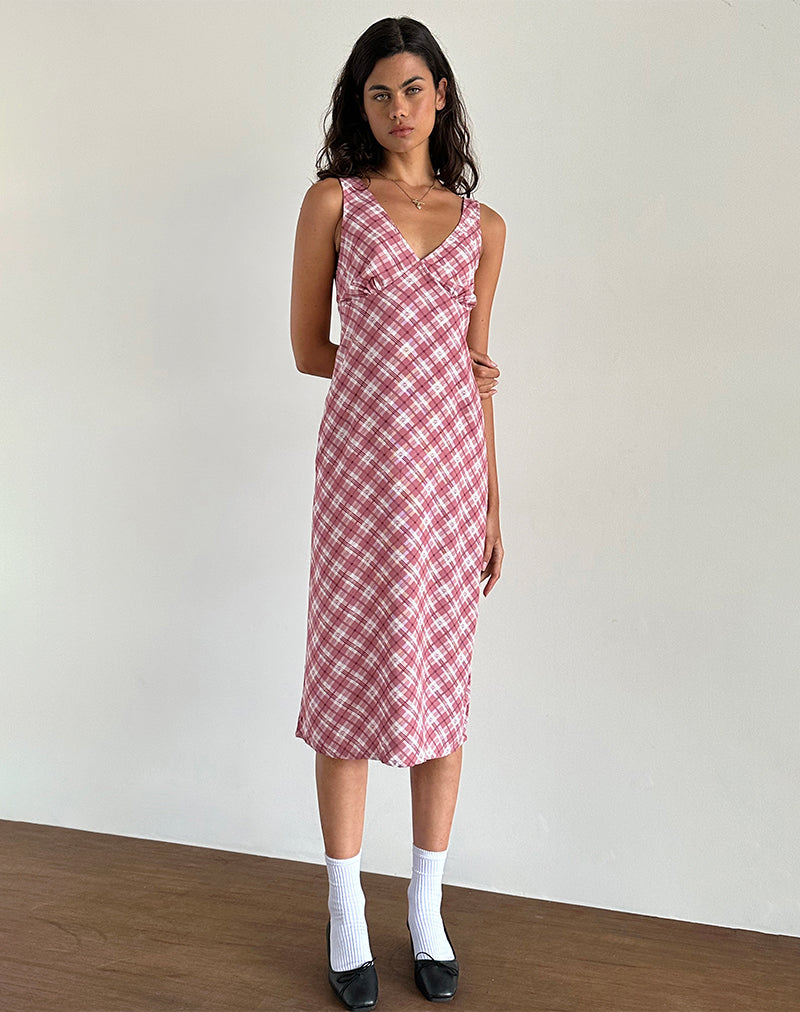 Image de Liva Midi Dress in Pink Tartan