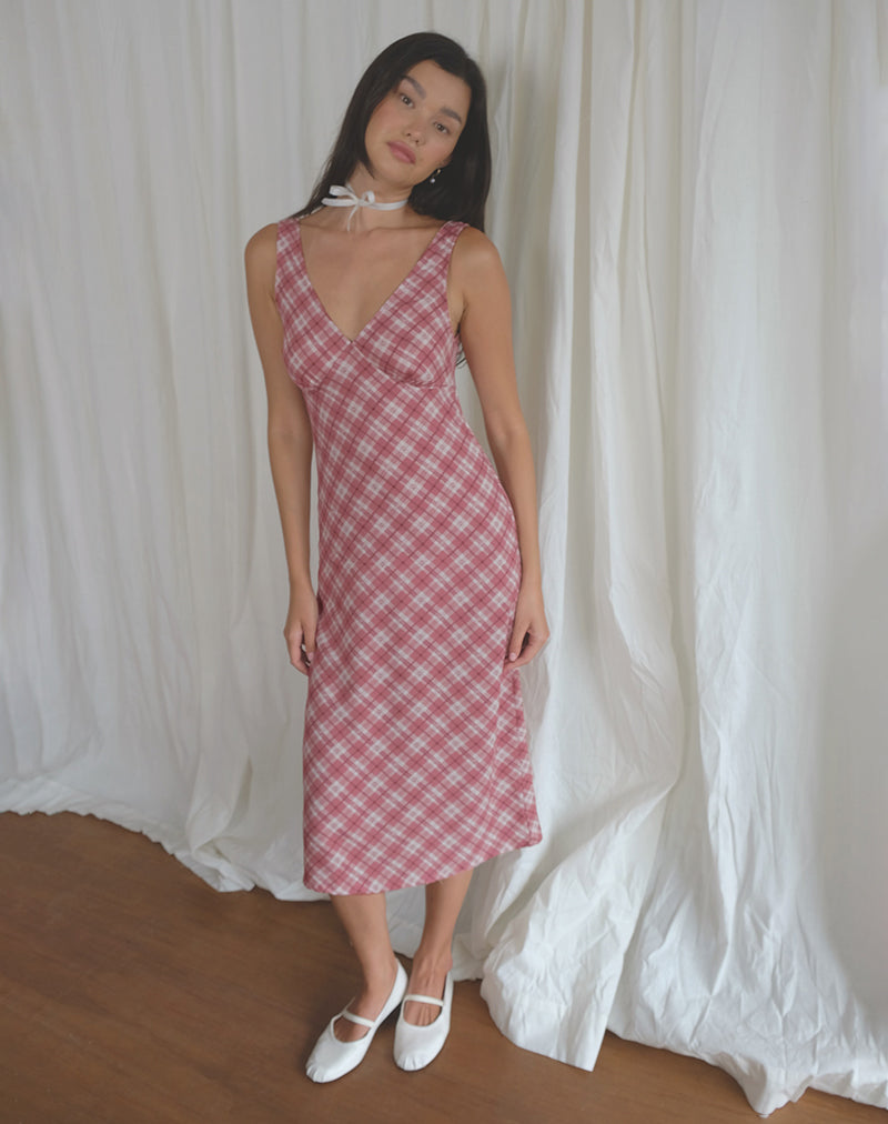 Image de Liva Midi Dress in Pink Tartan