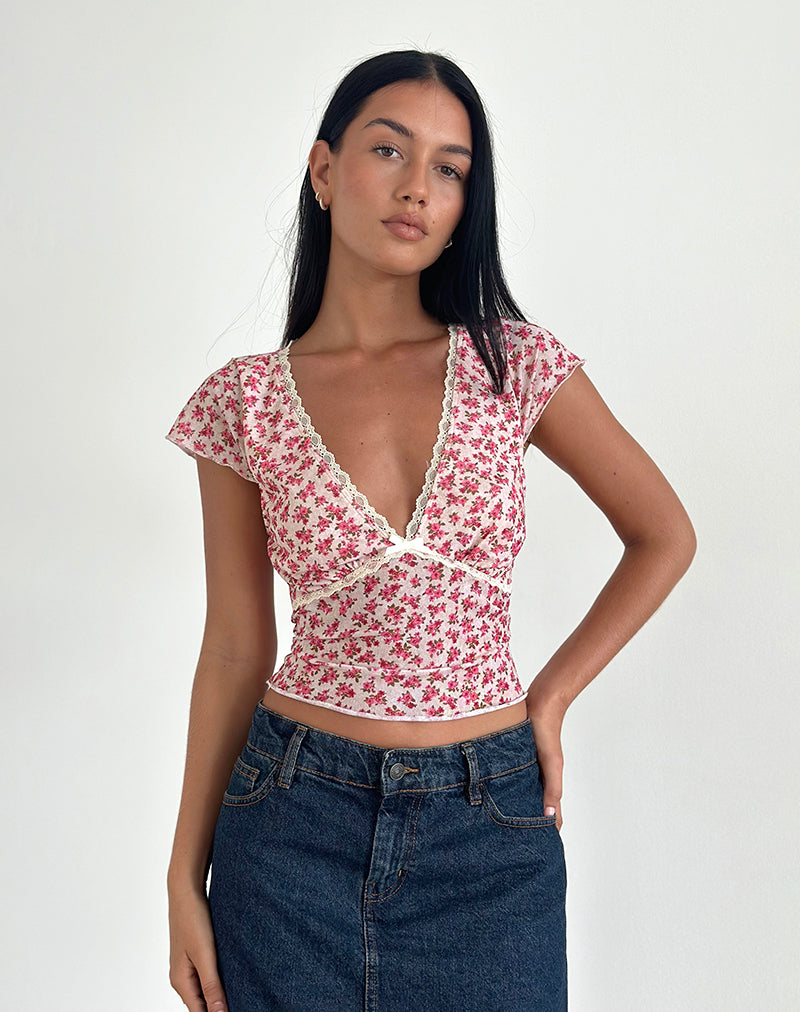 Image de Livi Top in Gardenia Romantic with Lace Trim