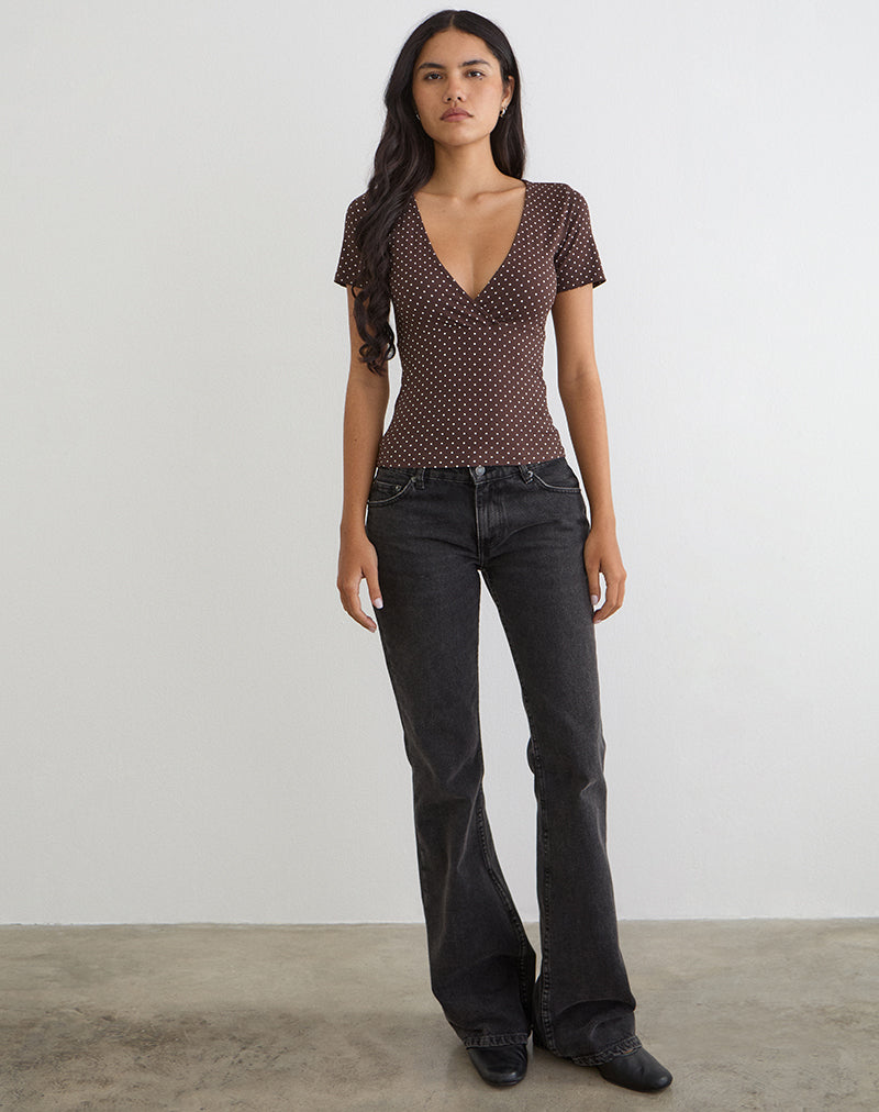 Image du haut Lobos Crossover en jersey micro pois marron