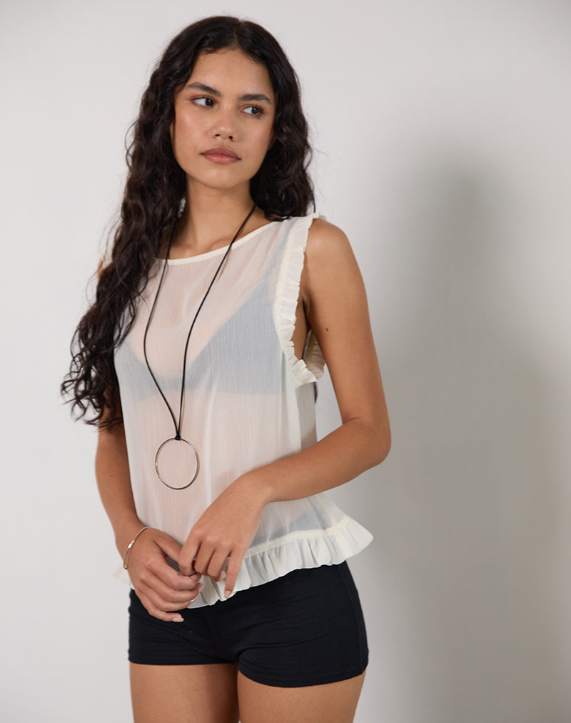 Image de Loire Frill Unlined Top in Ivory