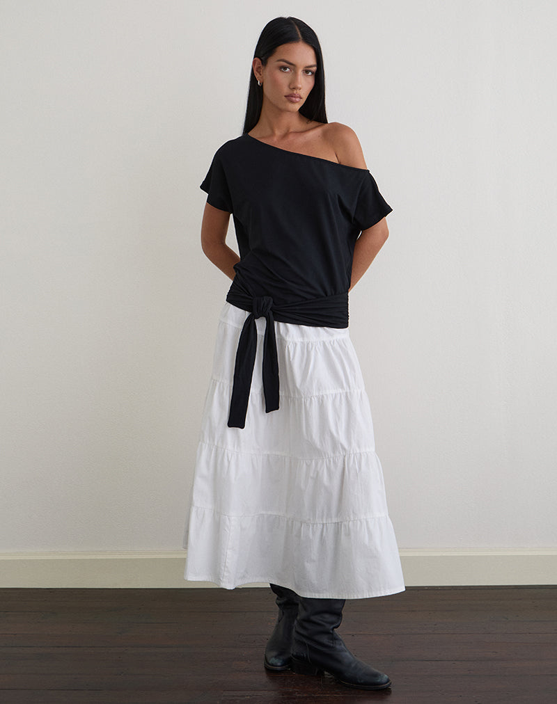 Haut à taille nouée Lola en jersey de rayonne noir