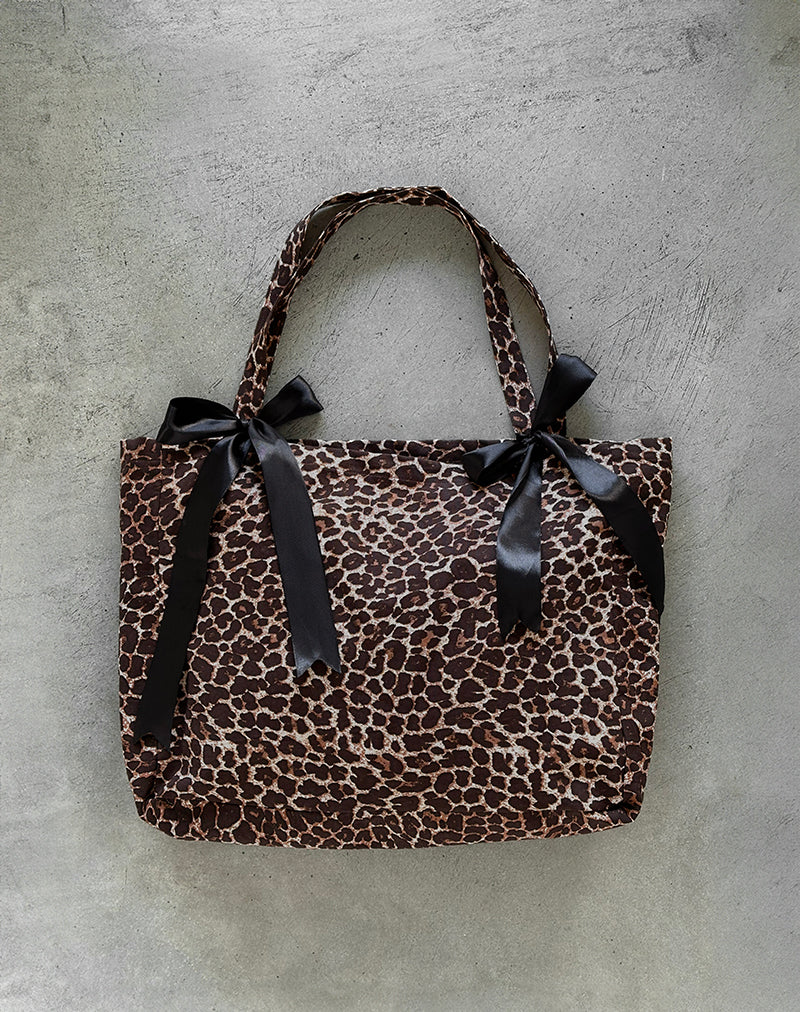 Sac London en imprimé léopard Rar Sandstorm avec nœuds noirs