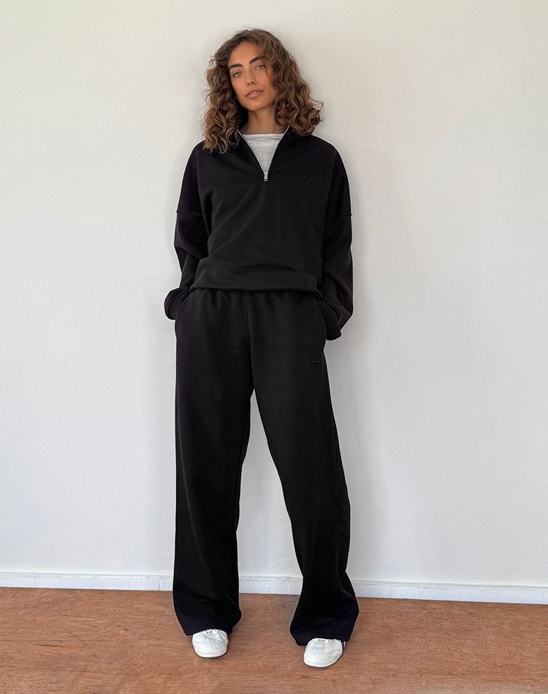 Image of Loose Jogger in Black with 'M' Embroidery