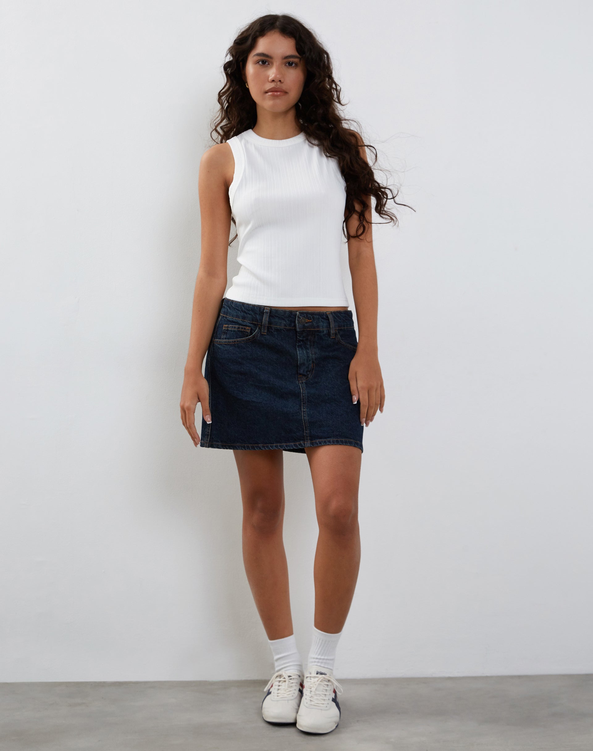 Image of Lorde Ribbed Vest Top in Ivory