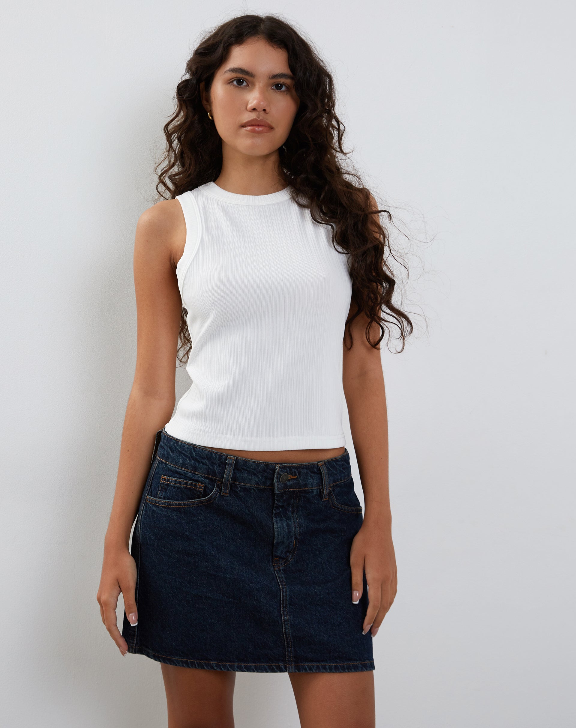Image of Lorde Ribbed Vest Top in Ivory