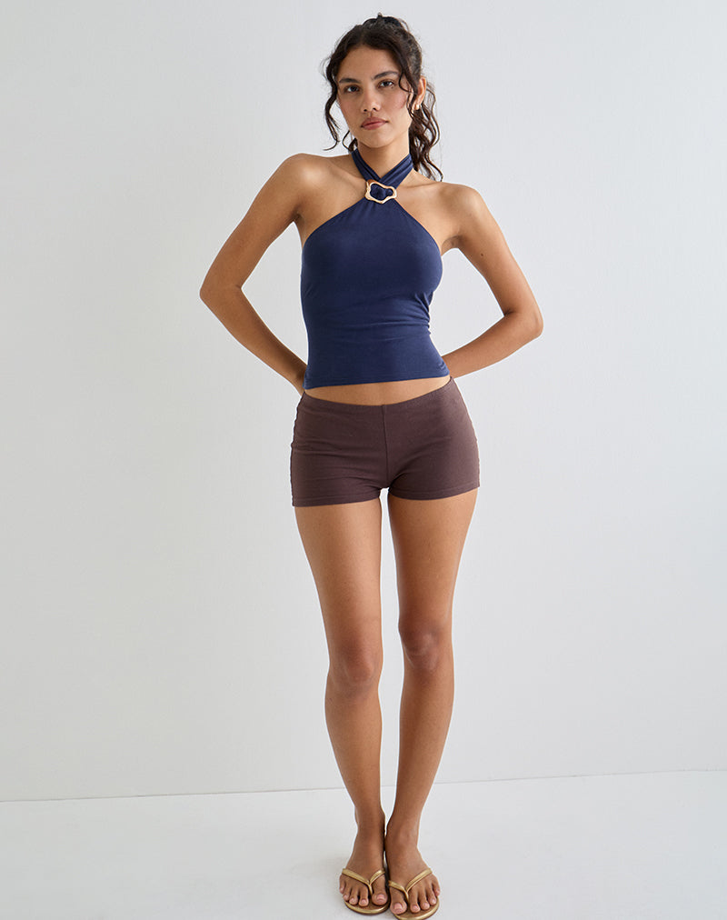 Image de Lorie Halter Top in Cupro Navy