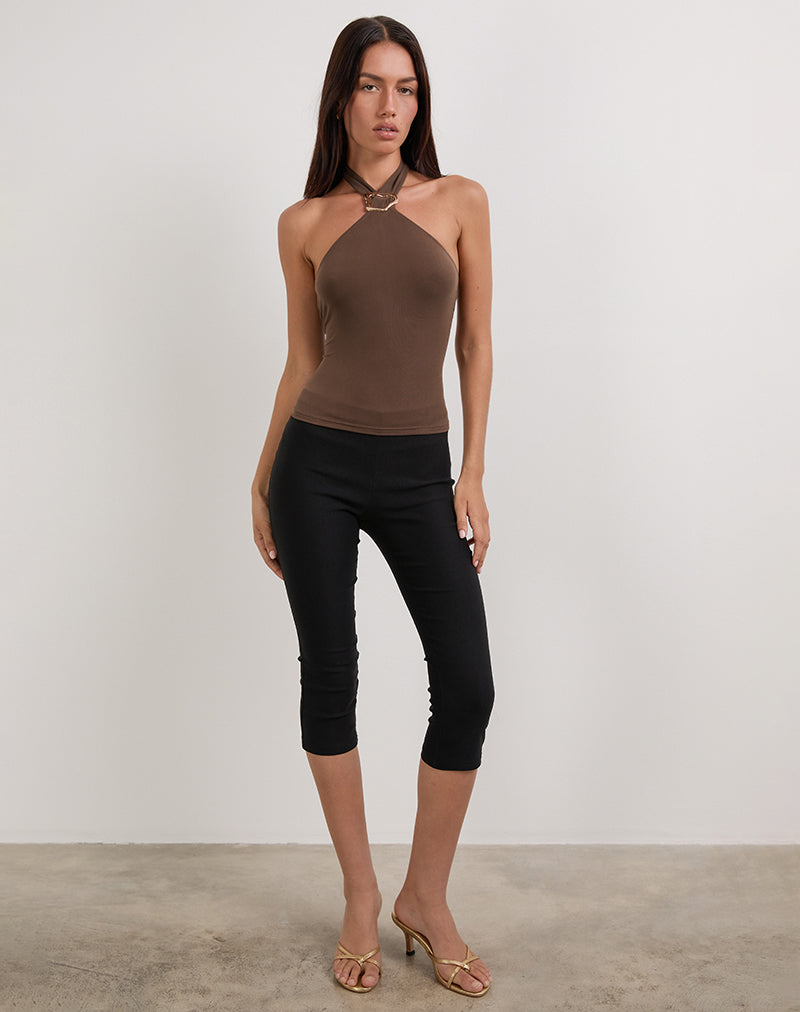 Image de Lorie Halter Top in Cupro Bitter Chocolate