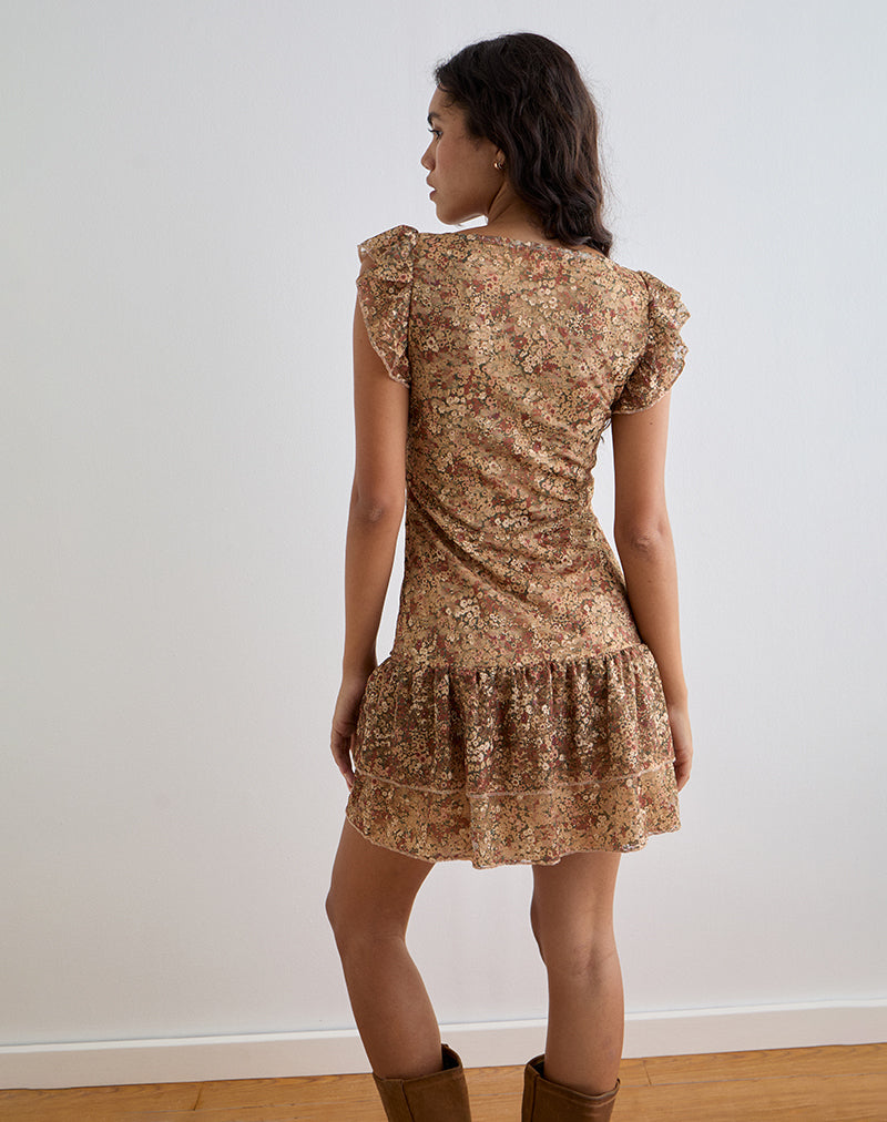 Image de Lotri Wrap Mini Dress in Cluster Floral Brown