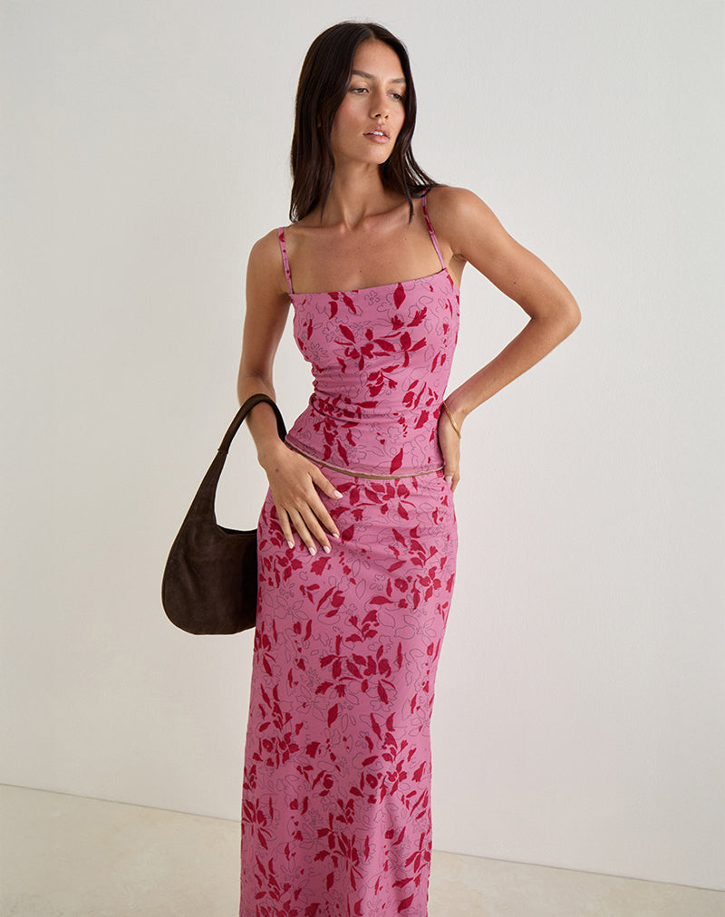 Image de Lotus Cami Top in Stencil Flower Pink