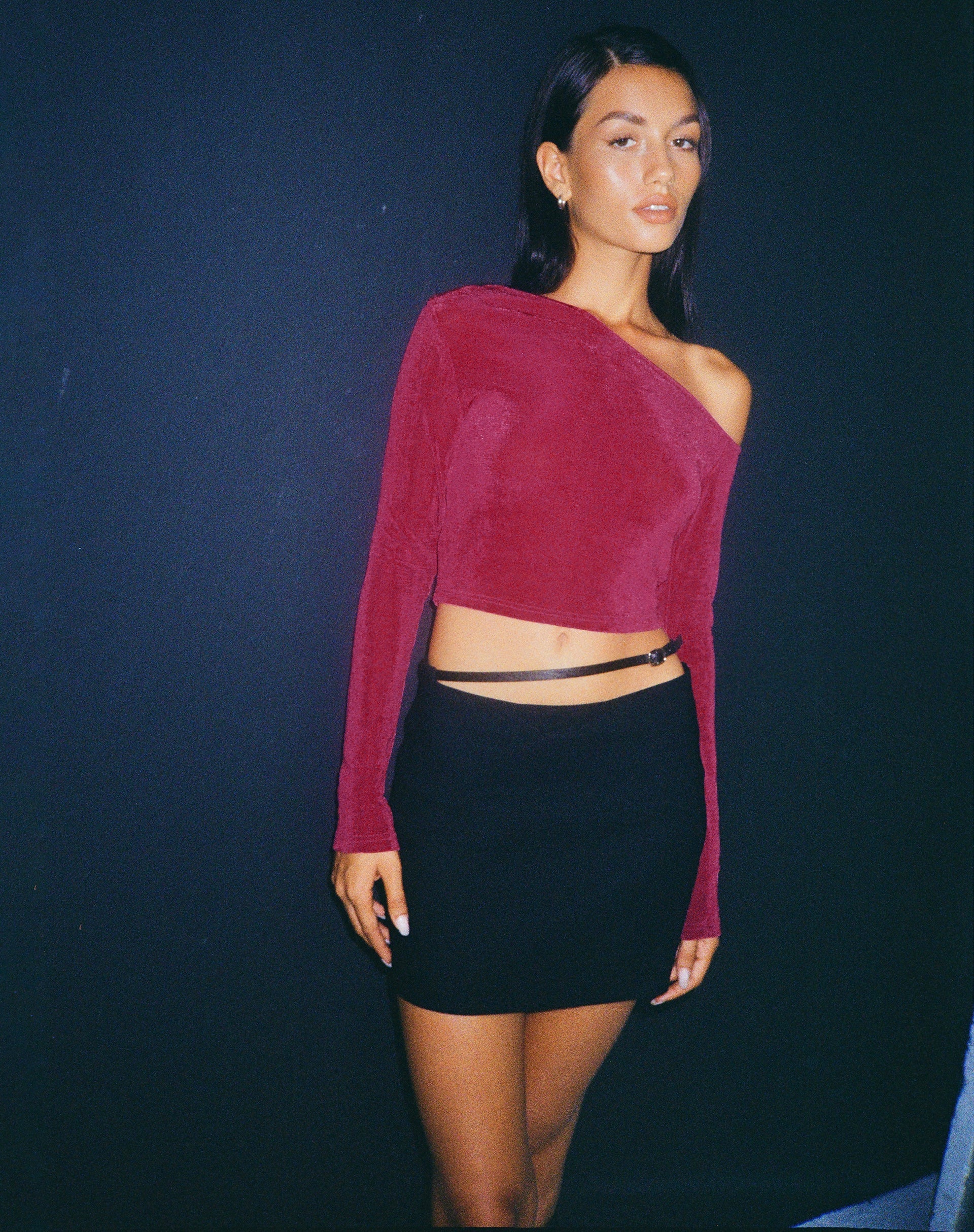 Image de Lousa Long Sleeve Crop Top in Magenta Purple