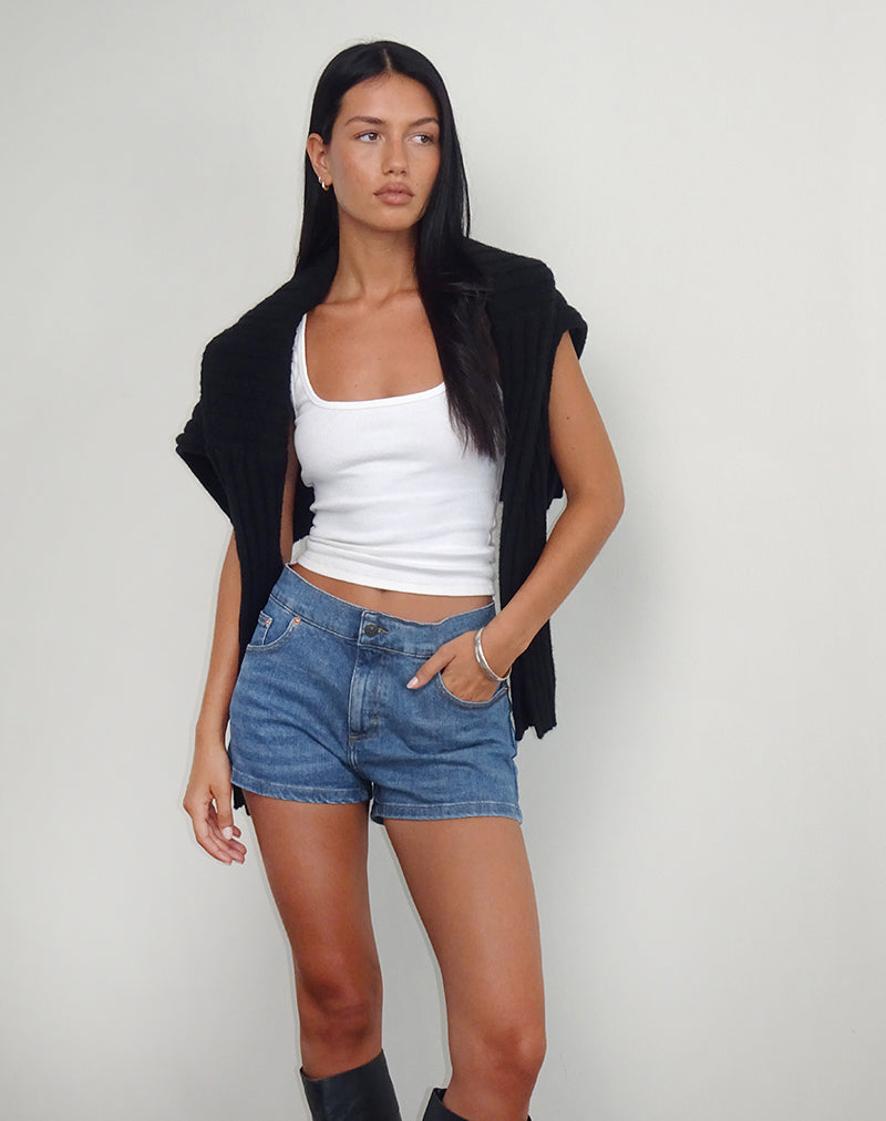 Pantalon chaud en denim à taille basse, Bay Blue