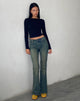 Image de Jeans évasés à taille basse, lavés en vert