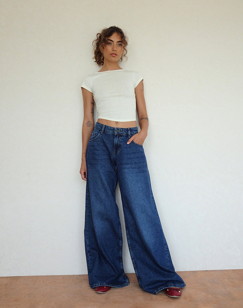 Image de Roomy Oversized Low Rise Jeans in Mid Blue Used