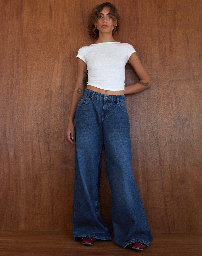 Image de Roomy Oversized Low Rise Jeans in Mid Blue Used