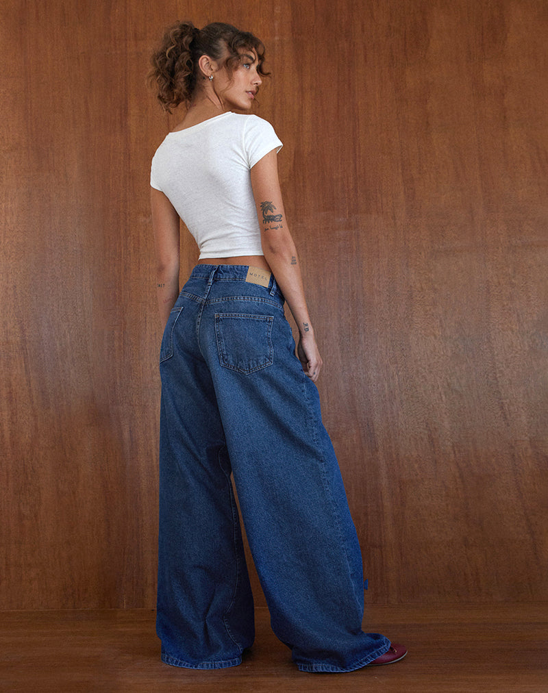 Image de Roomy Oversized Low Rise Jeans in Mid Blue Used