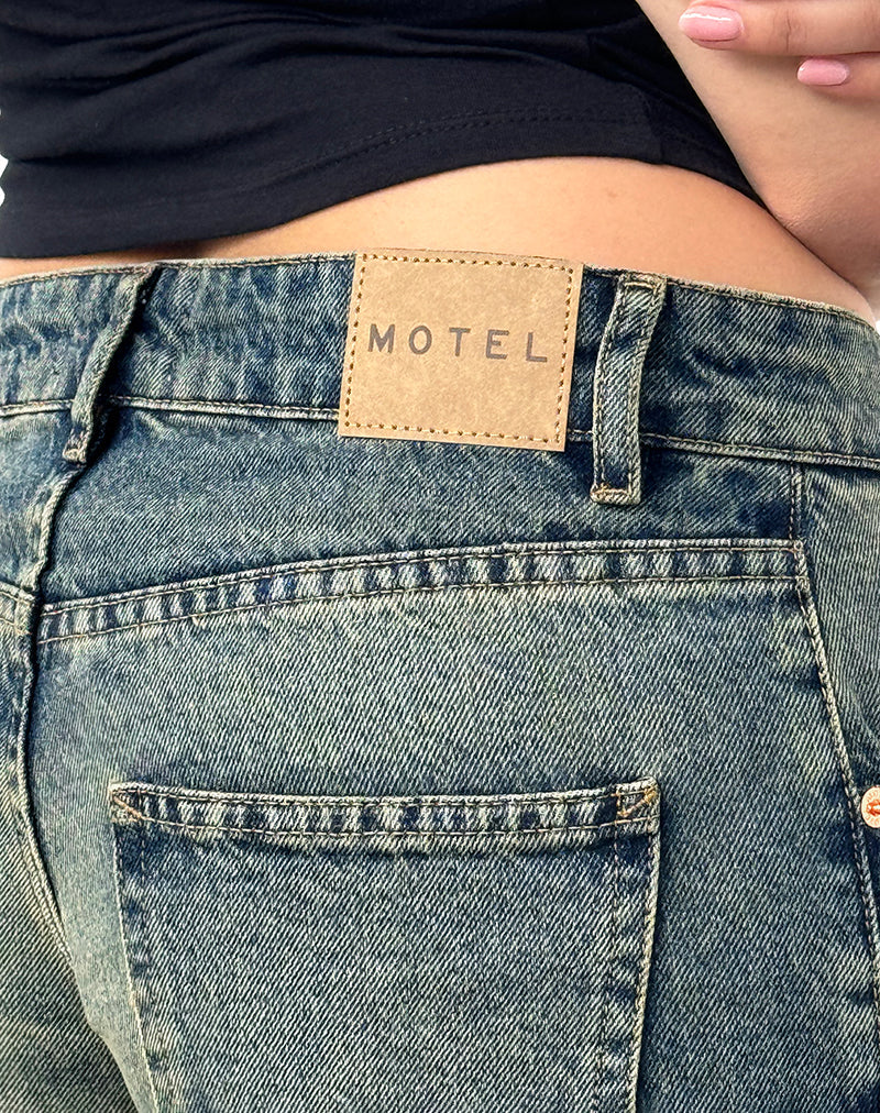 Jean parallèle taille basse, bleu vert extrême
