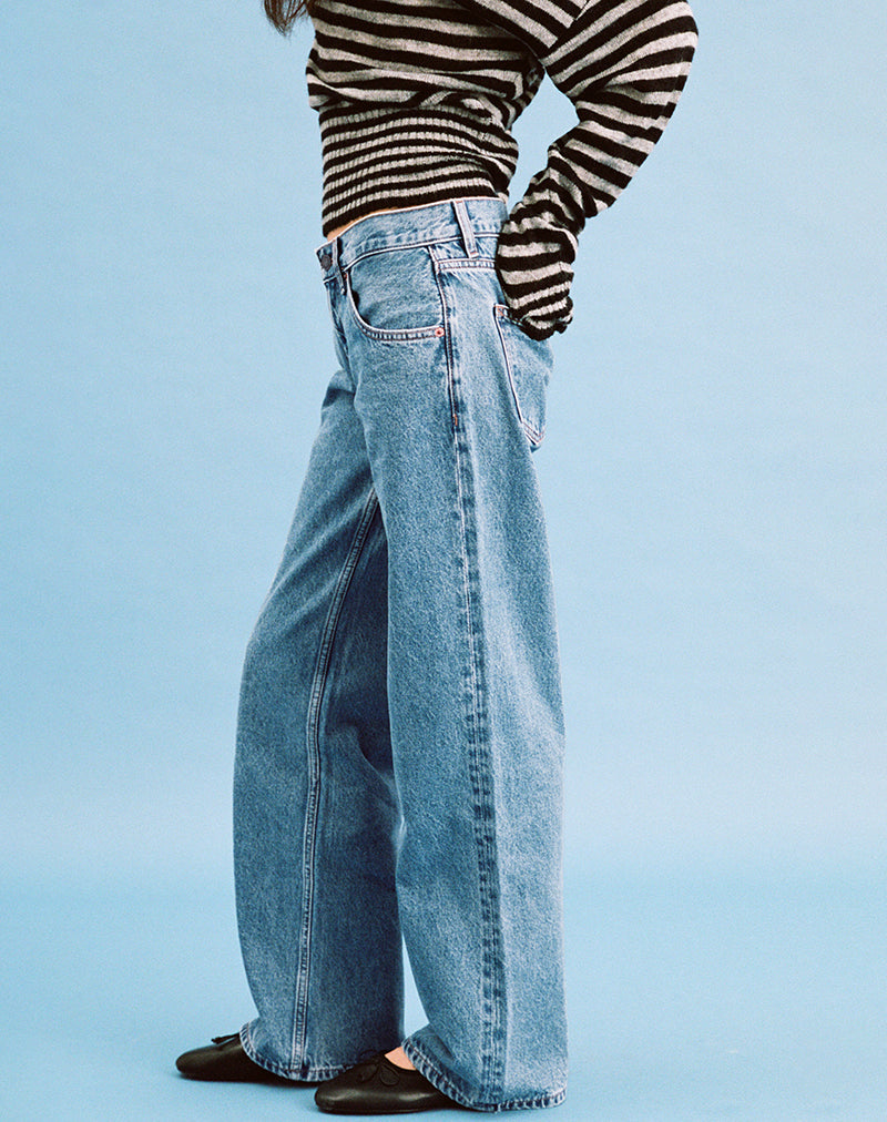 Jean parallèle à taille basse, pierre bleue