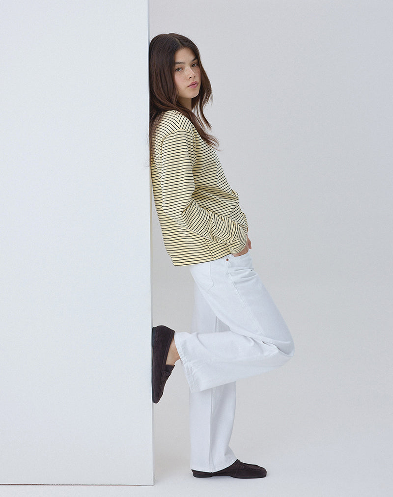 Jean parallèle à taille basse, blanc véritable