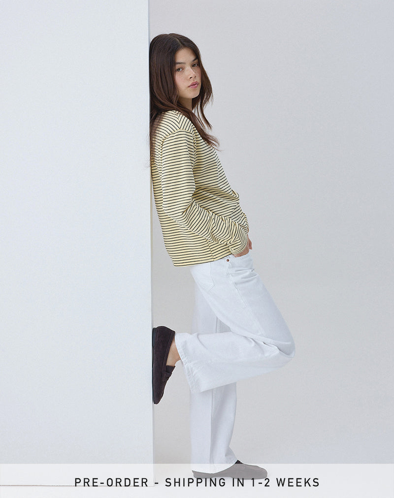 Jean parallèle à taille basse, blanc véritable