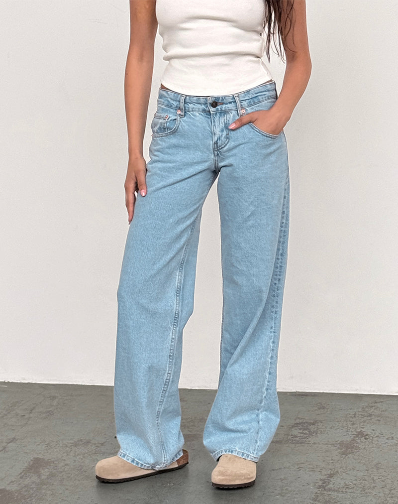 Jean parallèle à taille basse, bleu clair délavé
