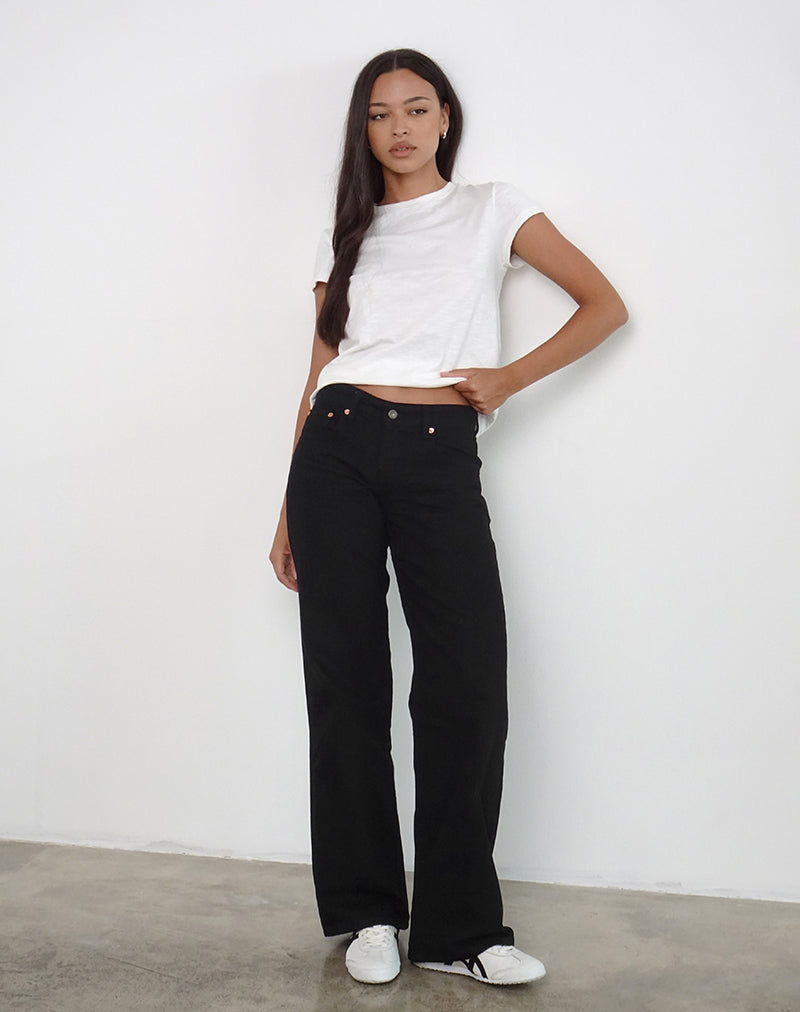 Image de Jeans parallèles à taille basse en Rinse Black