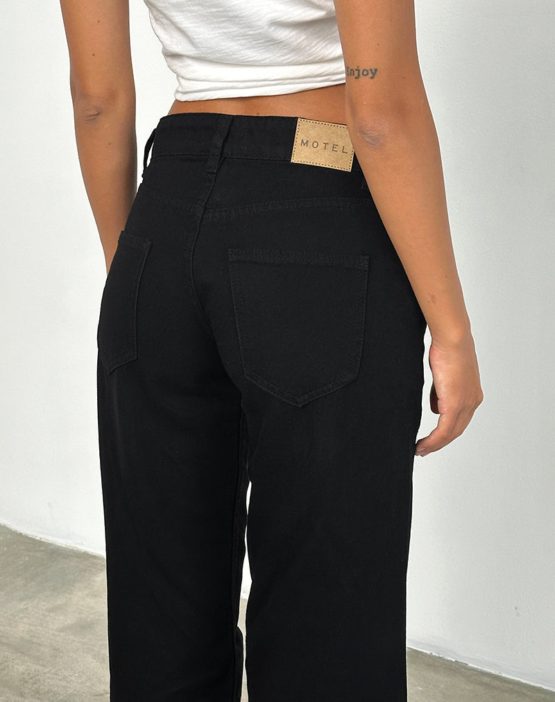 Image de Jeans parallèles à taille basse en Rinse Black