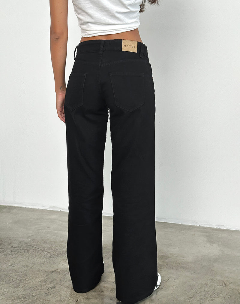Image de Jeans parallèles à taille basse en Rinse Black