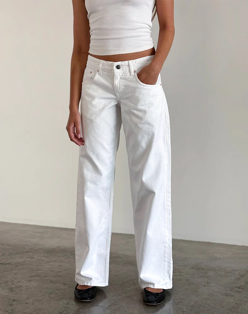 Jean parallèle à taille basse, blanc véritable