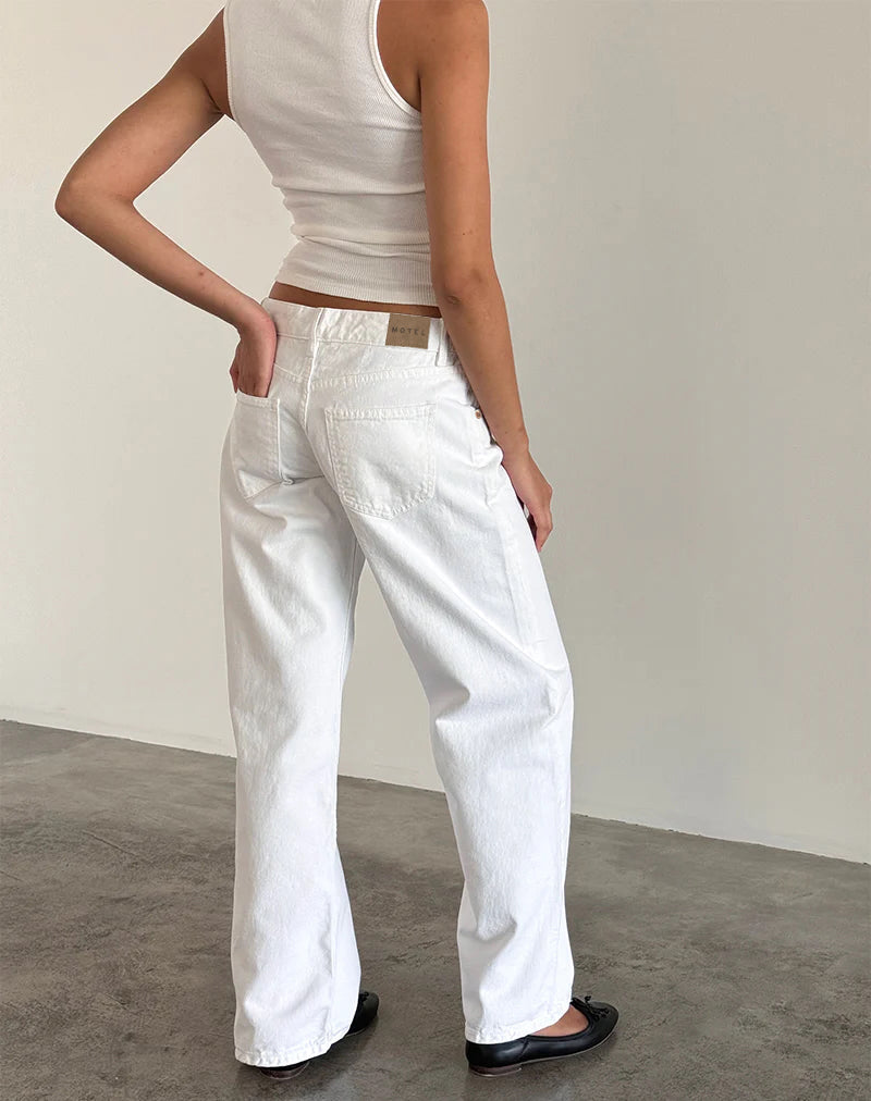 Jean parallèle à taille basse, blanc véritable