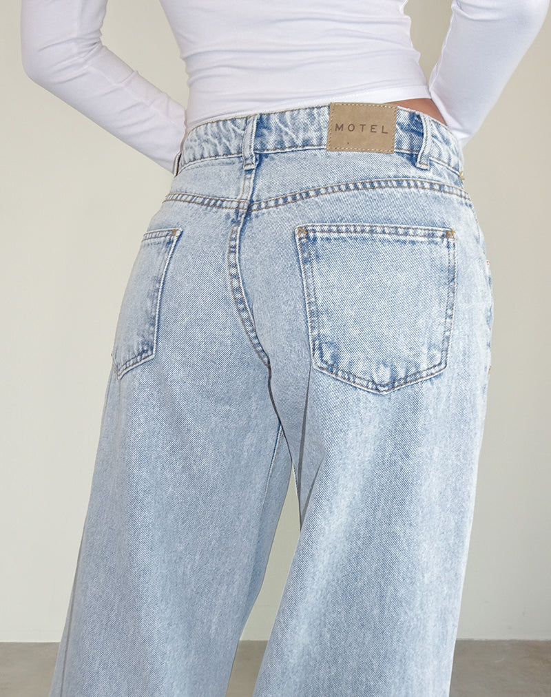 Image de Jeans Roomy à taille basse en 80's Light Wash Blue