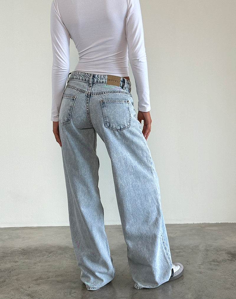 Image de Jeans Roomy à taille basse en 80's Light Wash Blue