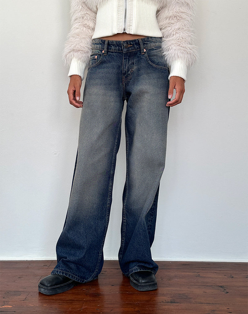 Jean à taille basse extra-large Roomy, lavé à l'ambre