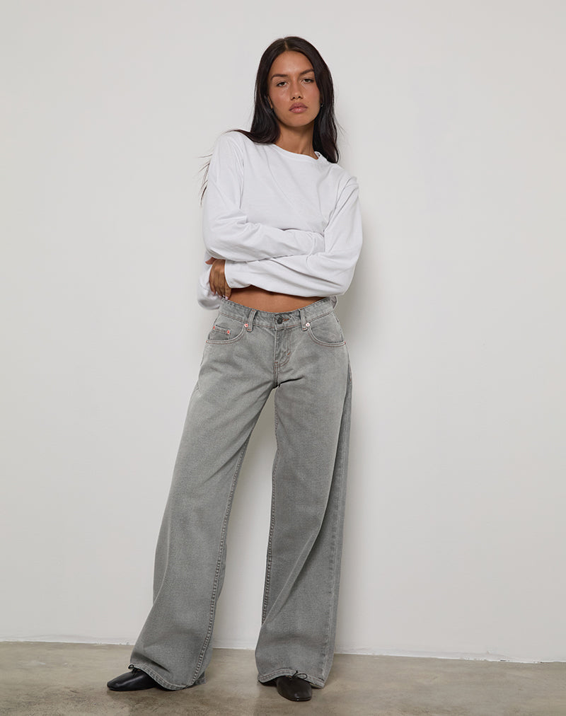 Image de Jeans Roomy à taille basse en Bleach Grey