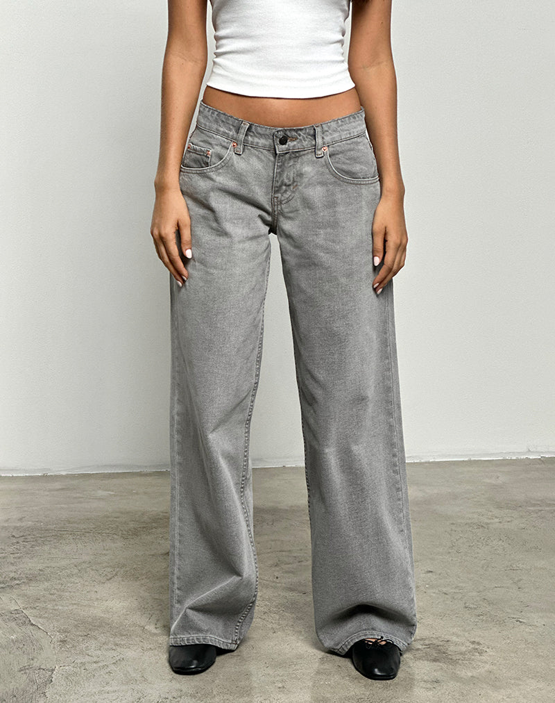 Image de Jeans Roomy à taille basse en Bleach Grey