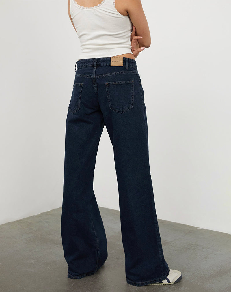 Image de Jeans Roomy à taille basse en bleu Ink