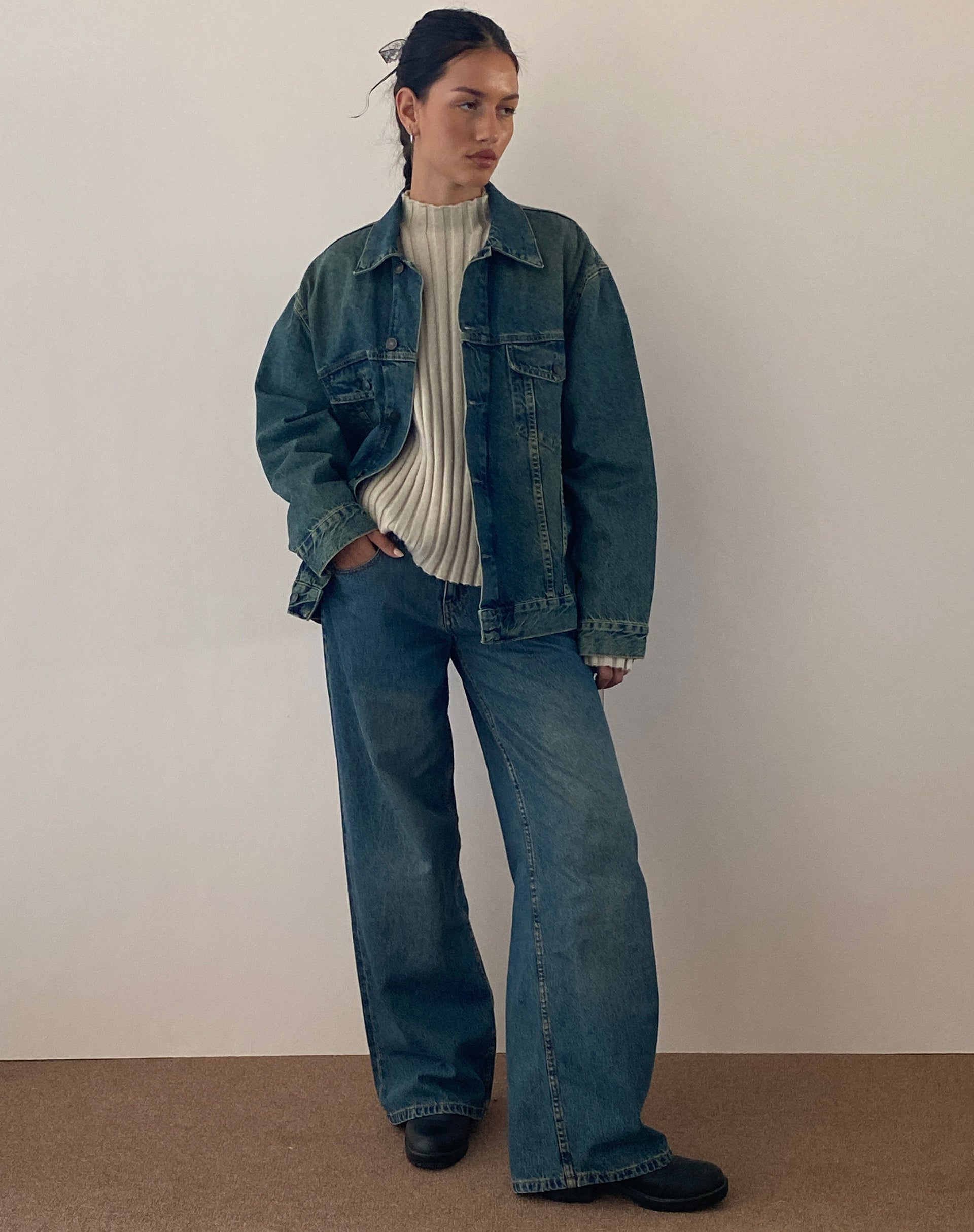 Image de Roomy Extra Wide Low Rise Jeans in Brown Blue Acid