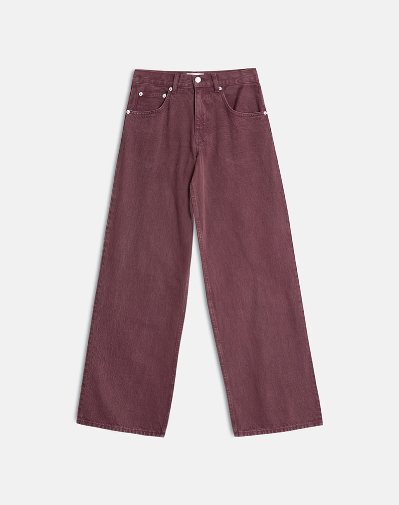 Image d'un jean ample taille basse couleur bordeaux