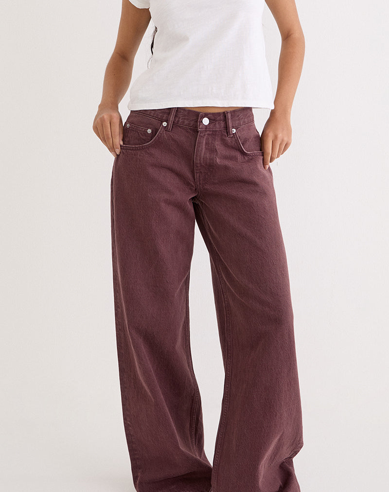 Jean ample taille basse bordeaux