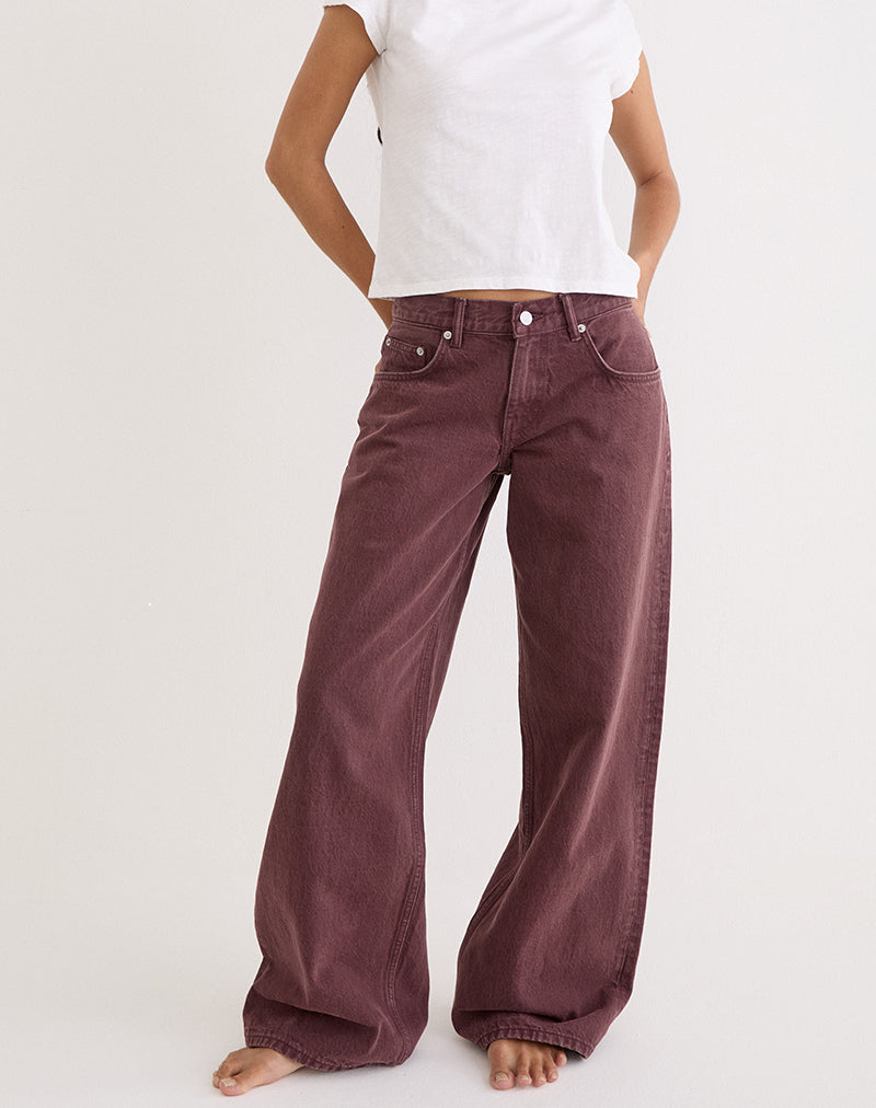 Image d'un jean ample taille basse couleur bordeaux