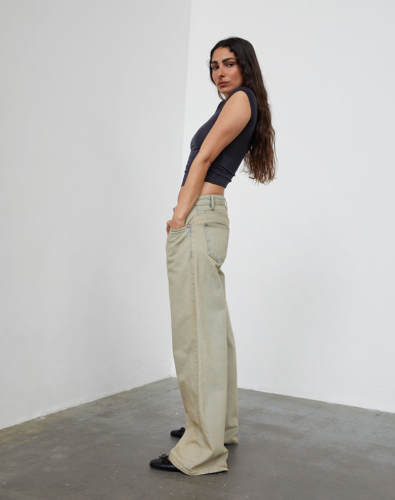Image de Jeans Roomy à taille basse, lavés au sable du désert