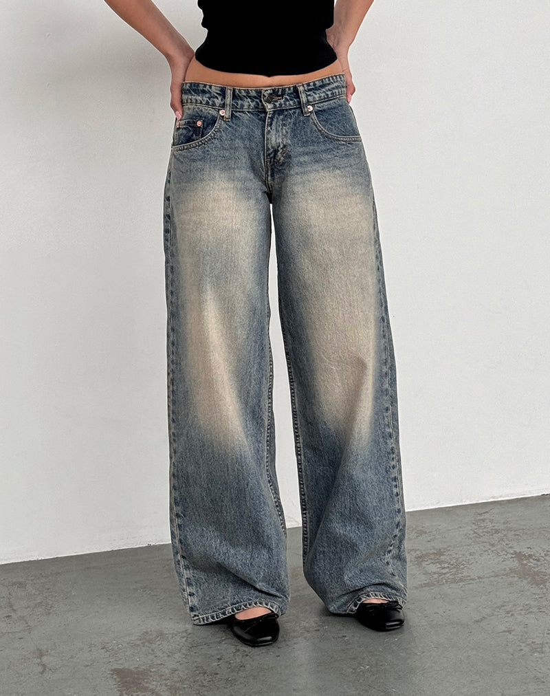 Image de Roomy Extra Wide Low Rise Jeans in Dirty Blue