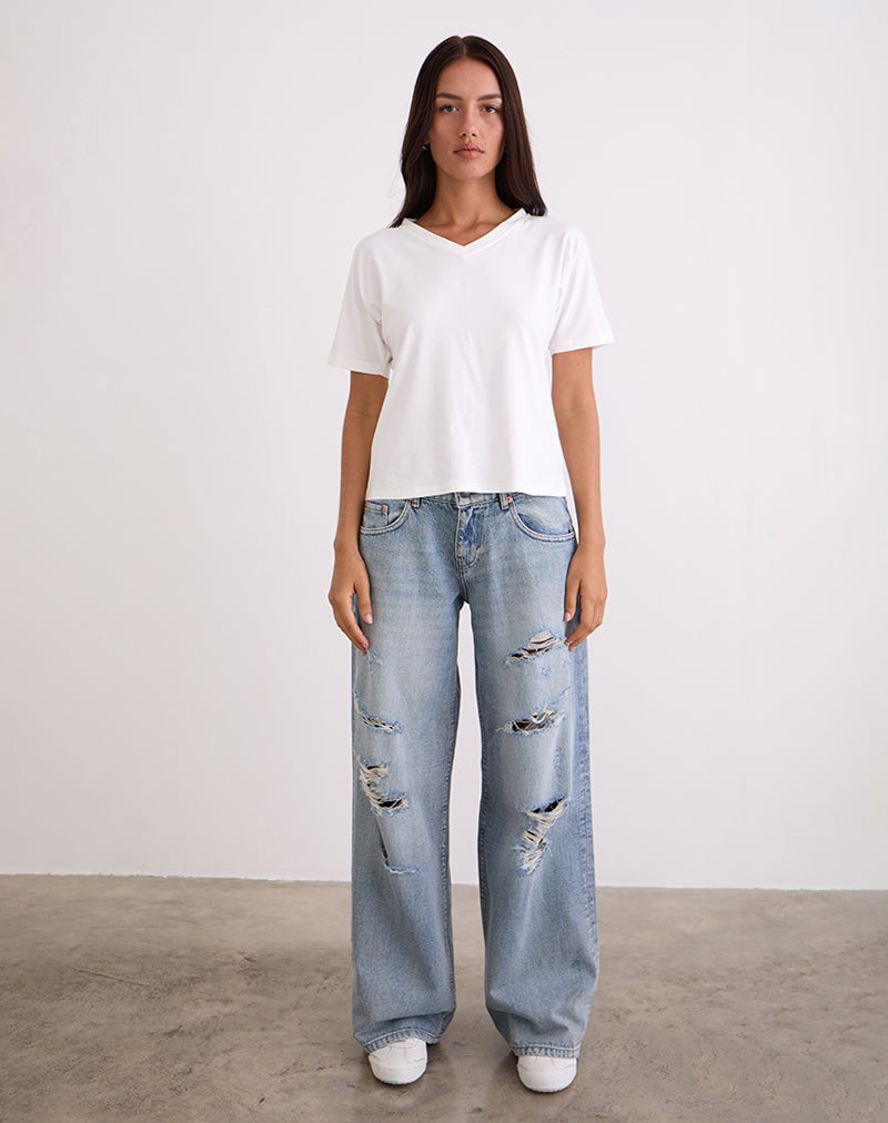 Image de Jeans Roomy à taille basse en Extreme Rip Vintage Blue