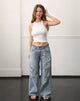 Image de Jeans Roomy à taille basse en Extreme Rip Vintage Blue