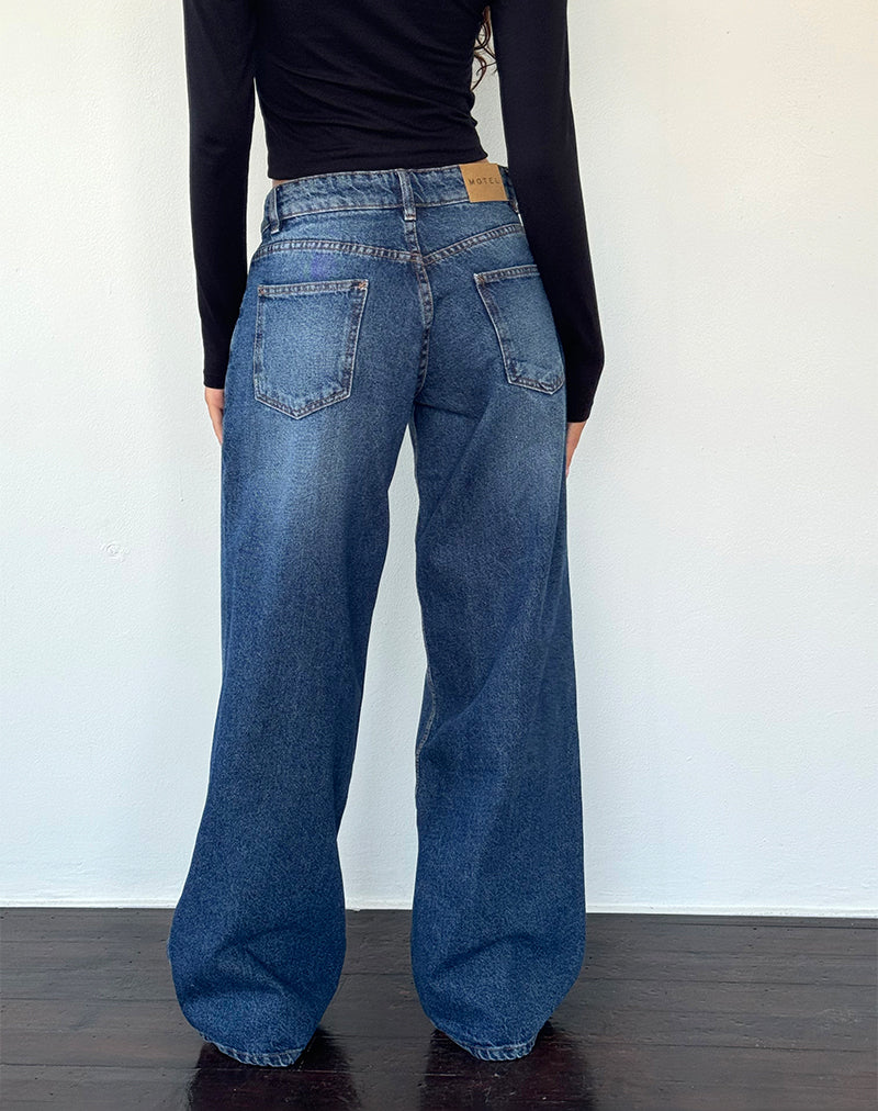 Jean à taille basse extra-large Roomy en College Blue