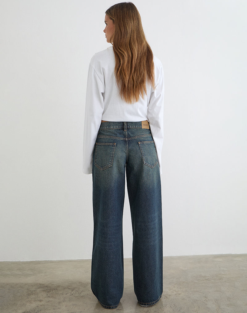 Image d'un jean ample taille basse vert sale